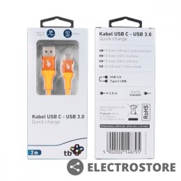 TB Kabel USB 3.0 - USB C 2m PREMIUM 3A pomarańczowy TPE